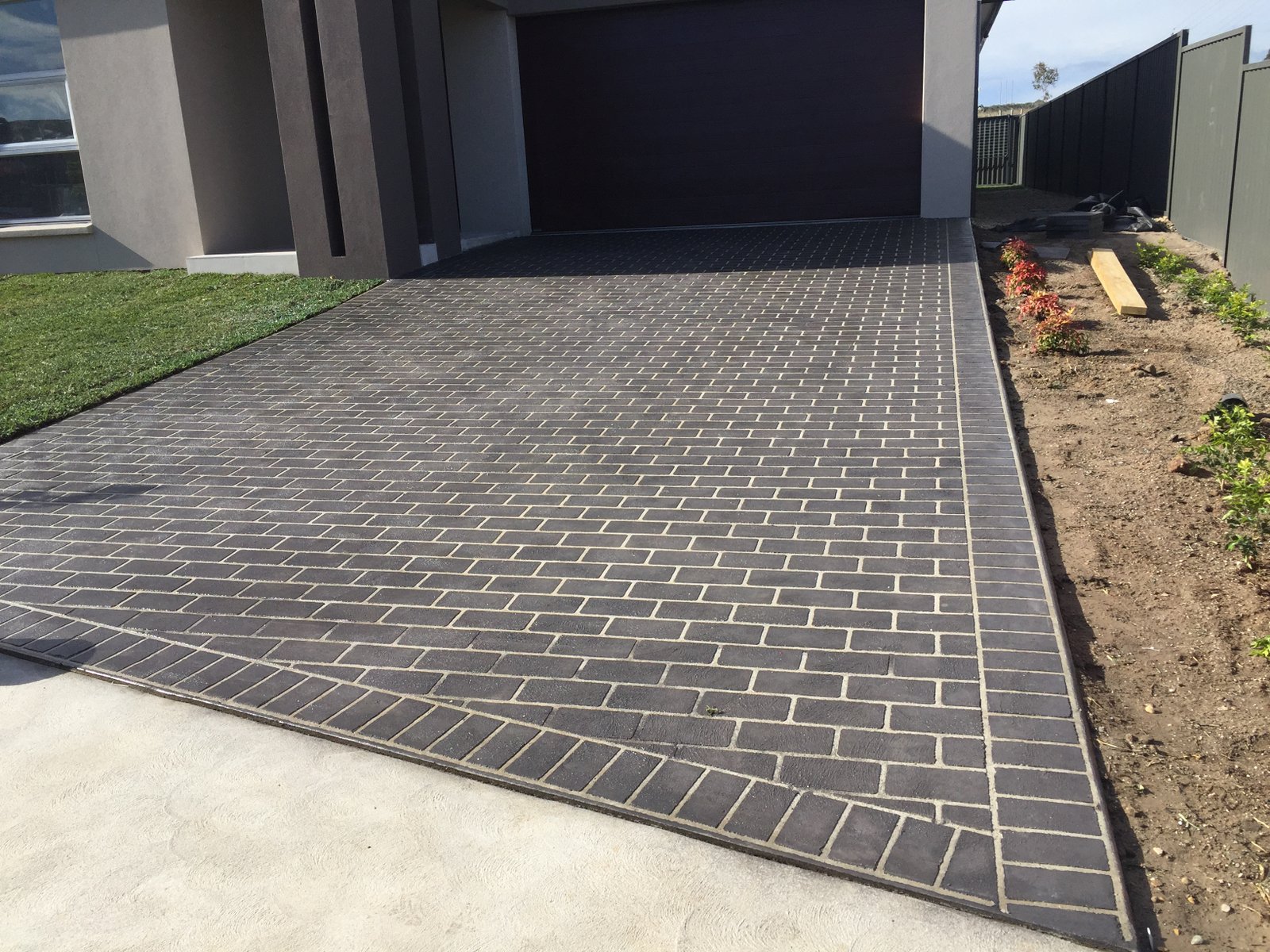Concrete path and stepping stones