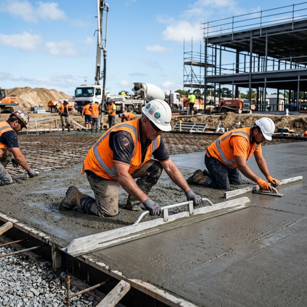 Concreters working on site