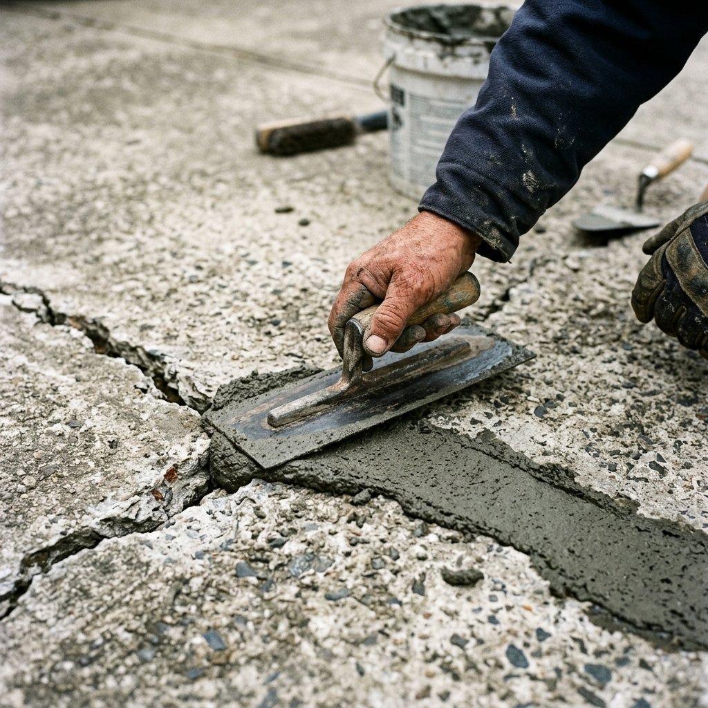 Concrete repairs and troweling